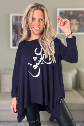 3/4  Sleeves Poncho Top - Silver Ishq
