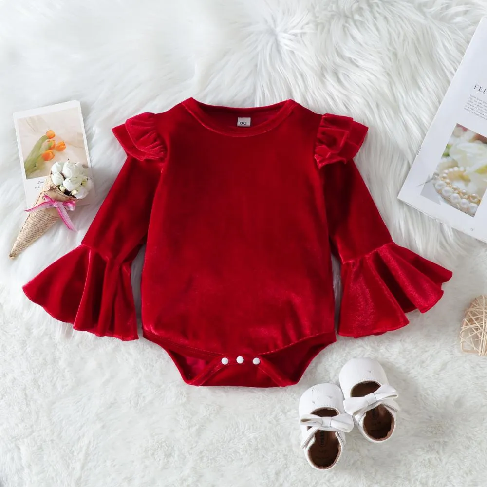 Christmas Girls Red Top Belt Leather Skirt Set Wholesale Girls Clothes