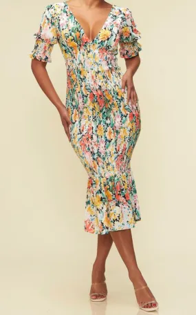 Dee Floral Midi Dress - Size S