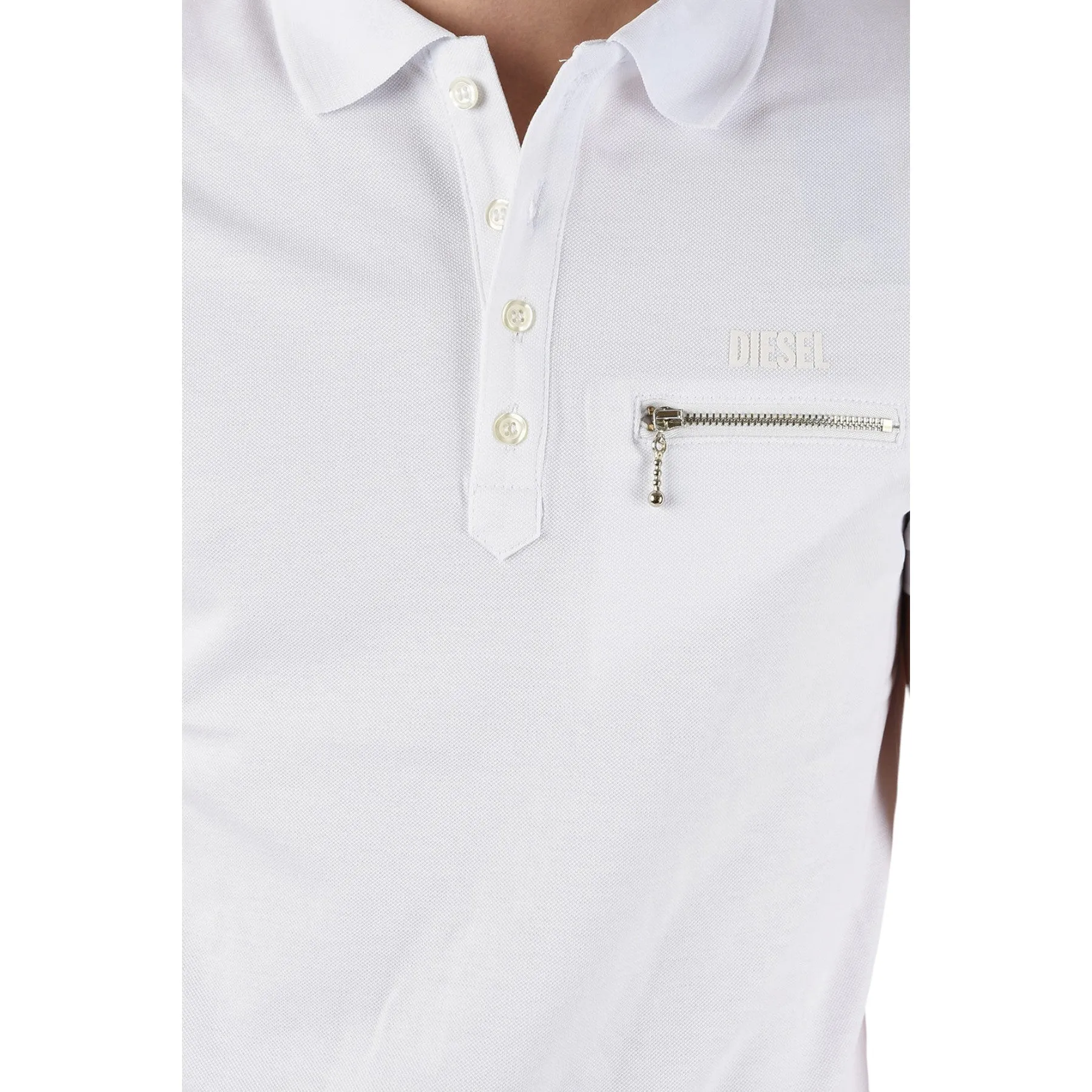 DIESEL T-KAL Mens T-Shirt Regular Fit Casual Short Sleeves Polo Shirt White Top