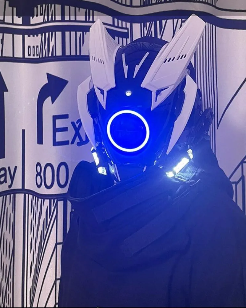 Futuristic LED Cyberpunk Mask| Cyberpunk Helmet