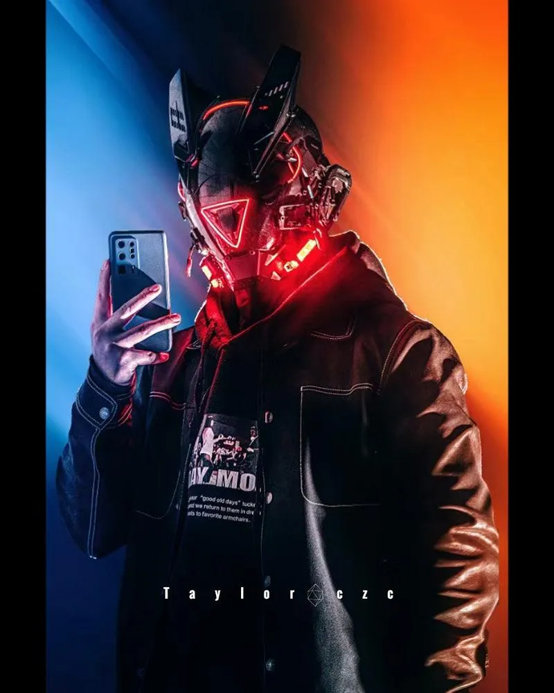Futuristic LED Cyberpunk Sci Fi Helmet Mask