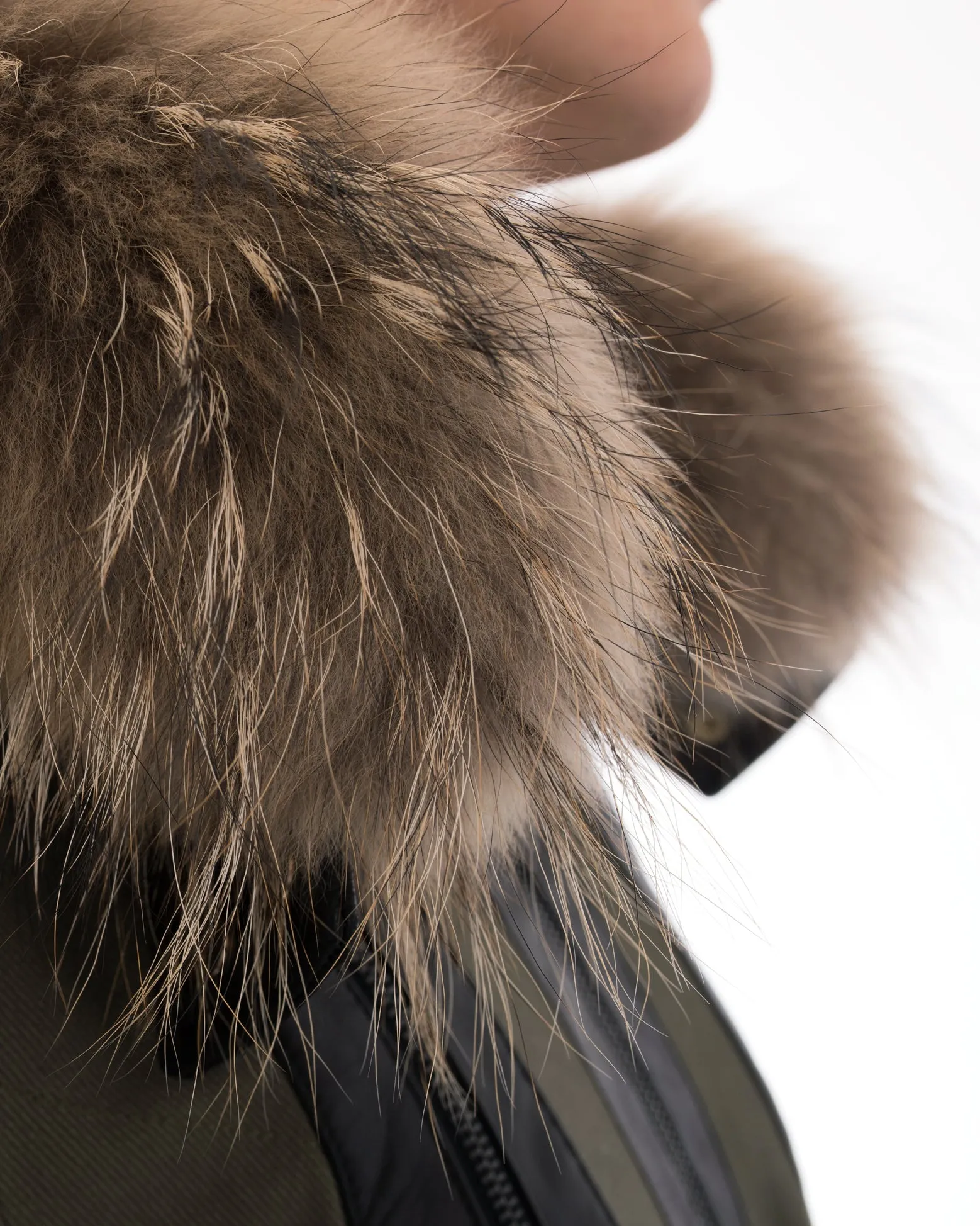 Jason Wu Olive Green and Leather Short Bomber Jacket with Fur Trim Hood  - 6