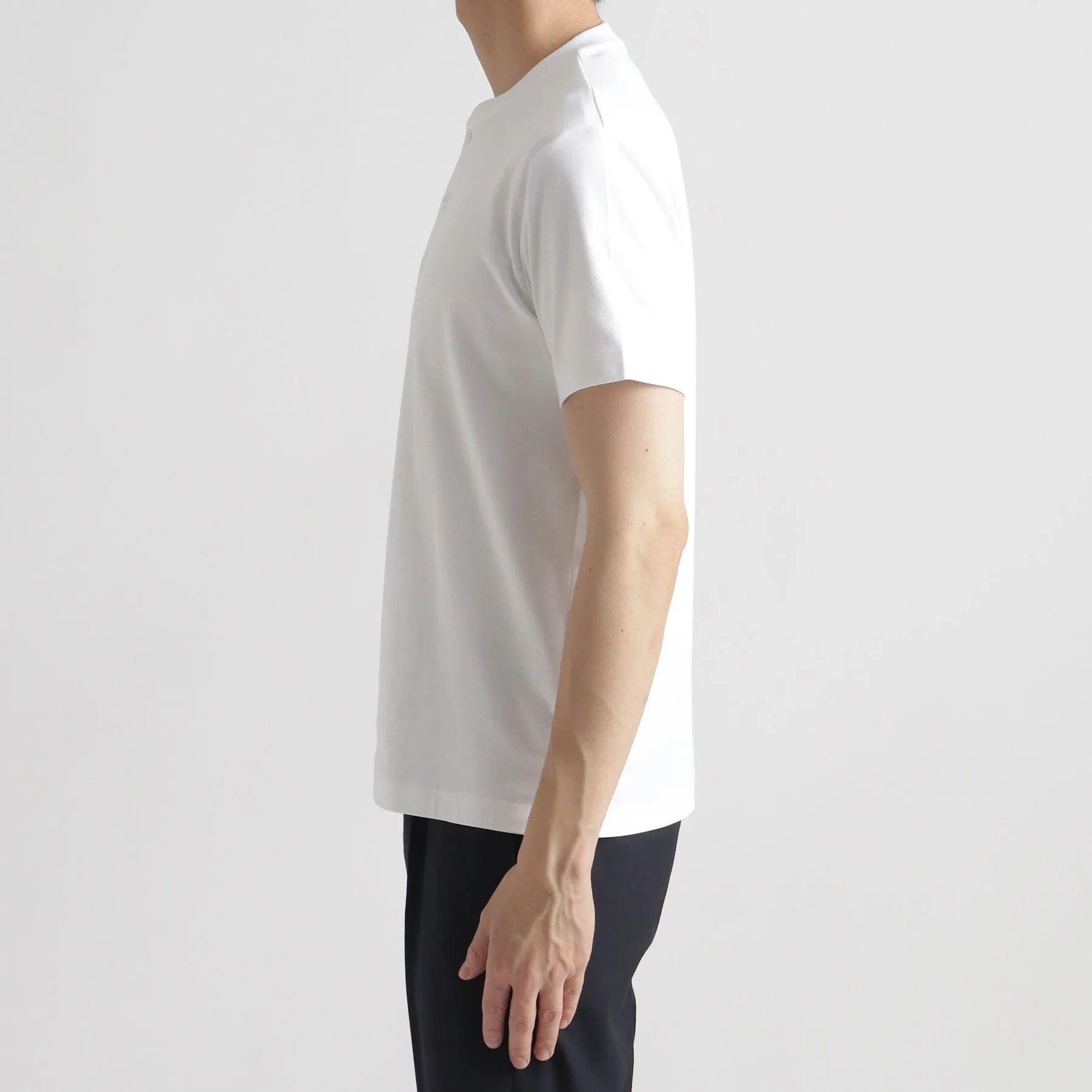Tailored Henley Neck T-shirt Color: White