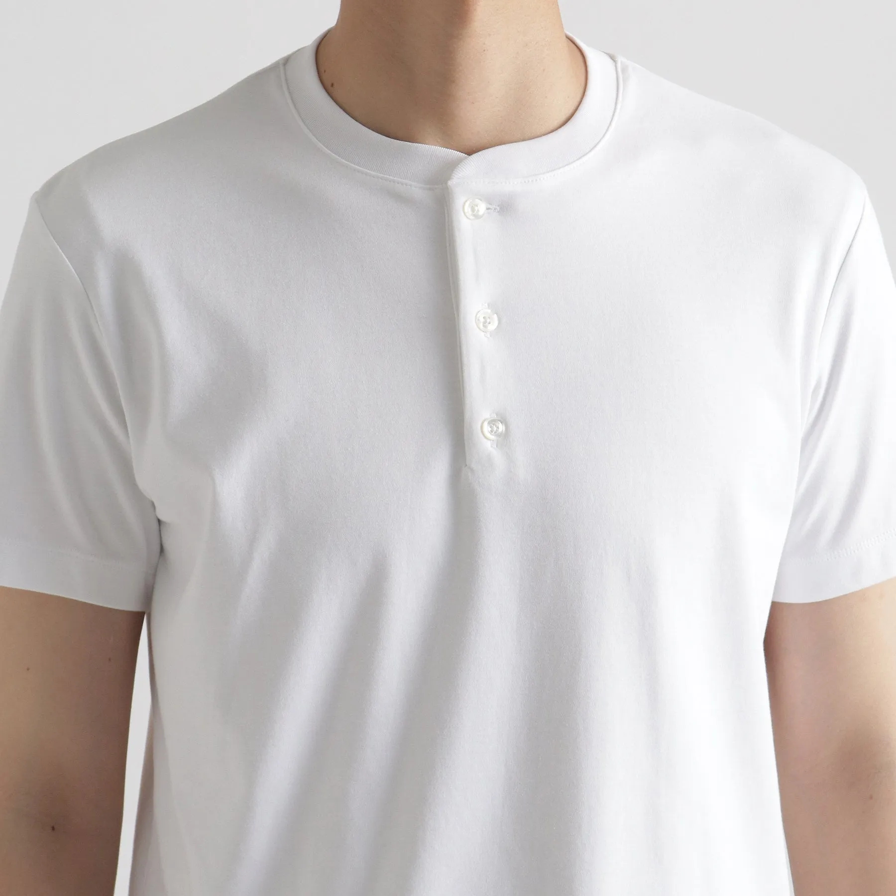 Tailored Henley Neck T-shirt Color: White
