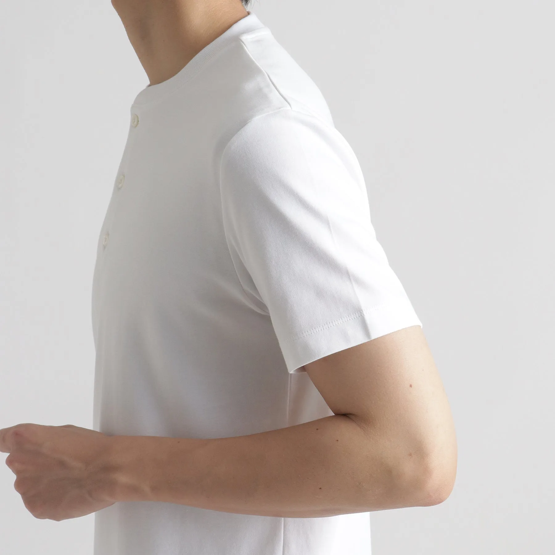 Tailored Henley Neck T-shirt Color: White