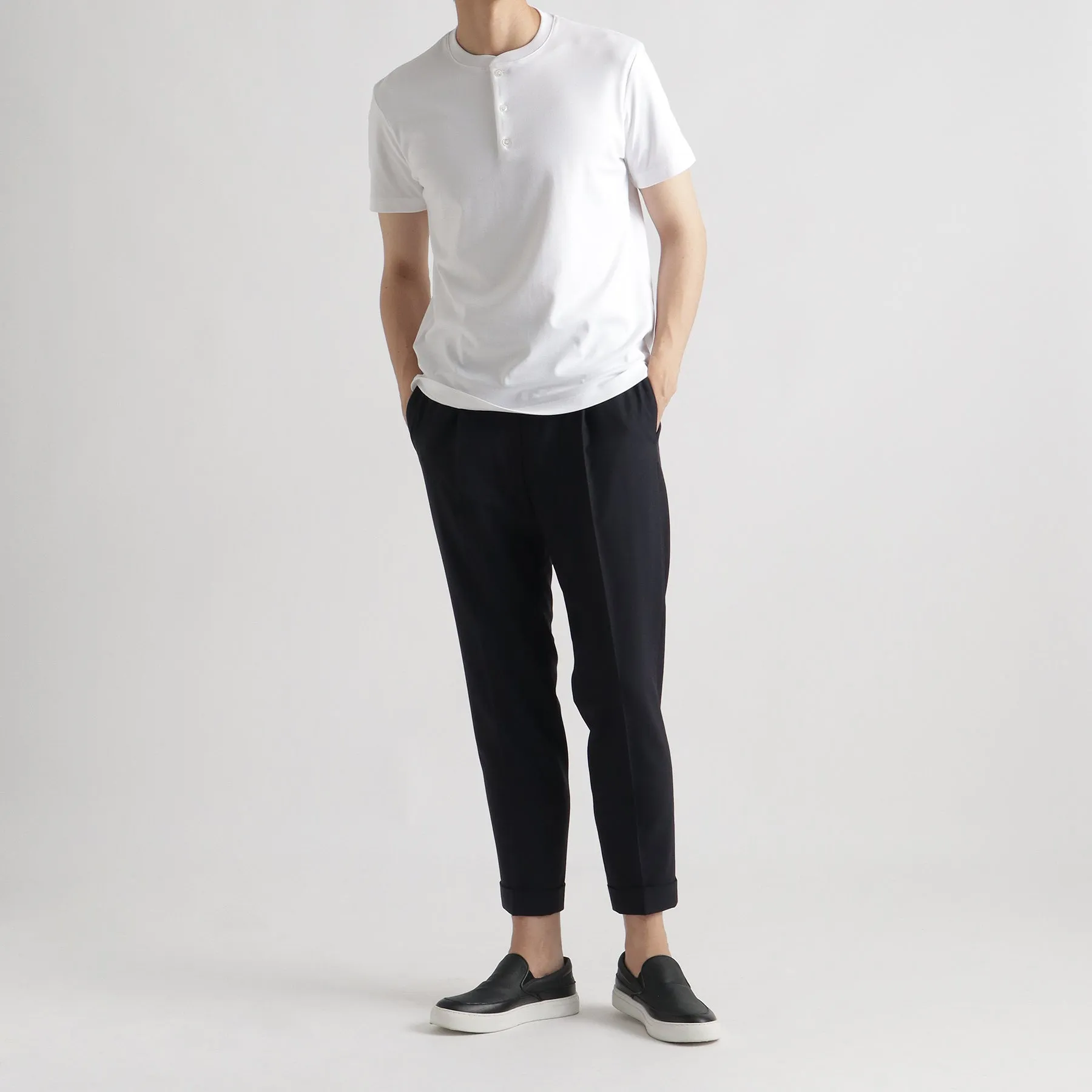 Tailored Henley Neck T-shirt Color: White