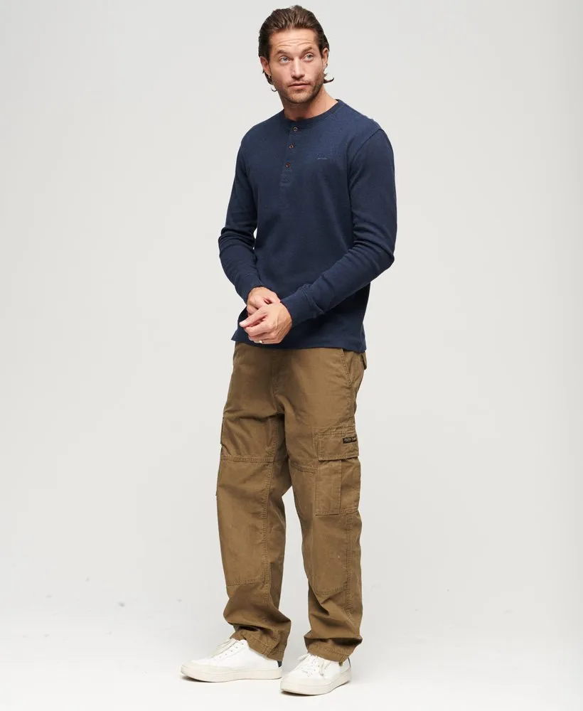 Vintage Mid Weight Long Sleeve Henley-Trench Navy Marl