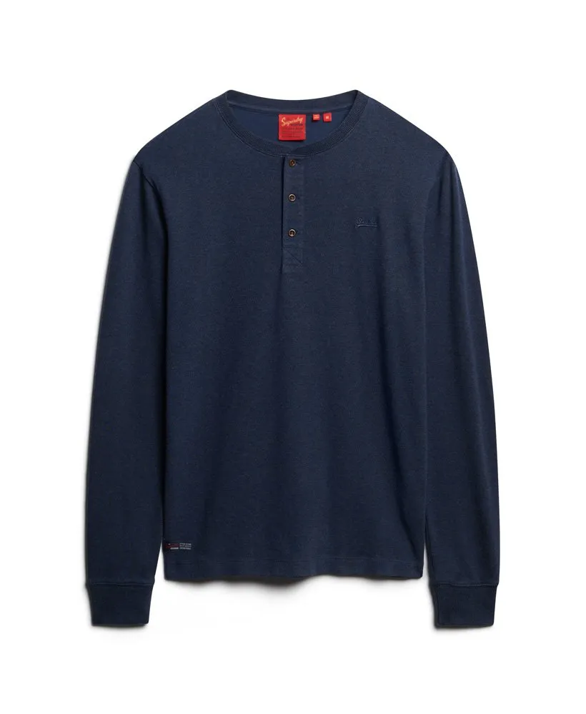 Vintage Mid Weight Long Sleeve Henley-Trench Navy Marl
