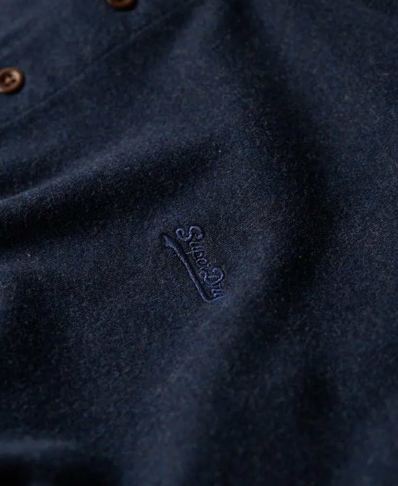 Vintage Mid Weight Long Sleeve Henley-Trench Navy Marl