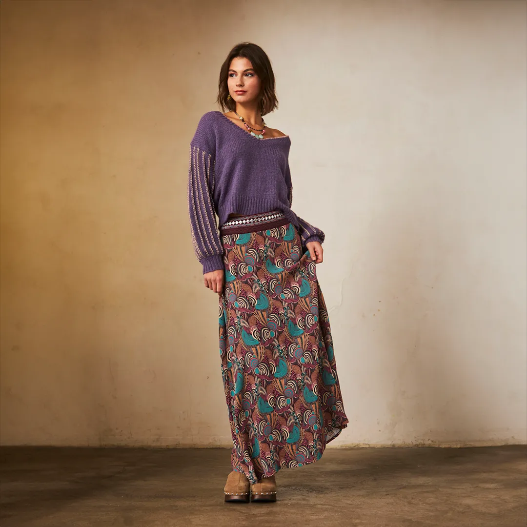 Wine 'Daru' Midi Skirt by NKN Nekane